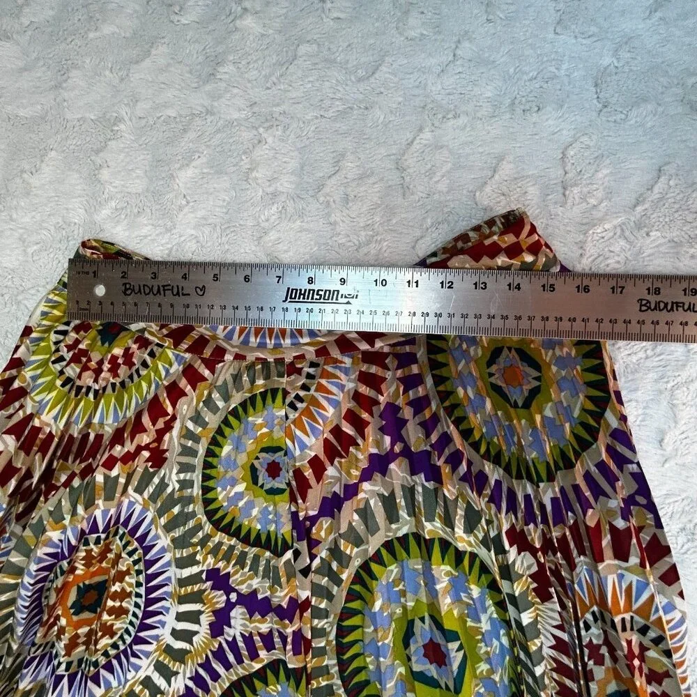 eci New York Women's Pleated Skirt Size 6 Multicolor Geometric Print Knee Length
